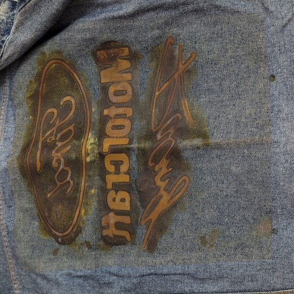 Vintage Acid Wash 80s Denim Jacket Ford Motocraft Racing size XL Made In The USA - Picture 10 of 10
